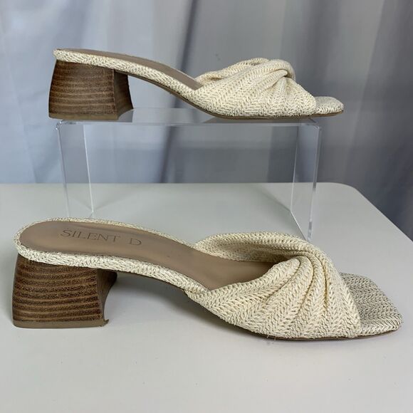 Anthropologie Silent D PEDRO White Cream Low Heeled Sandal Size 39 | US 8, 8.5 - Picture 6 of 12